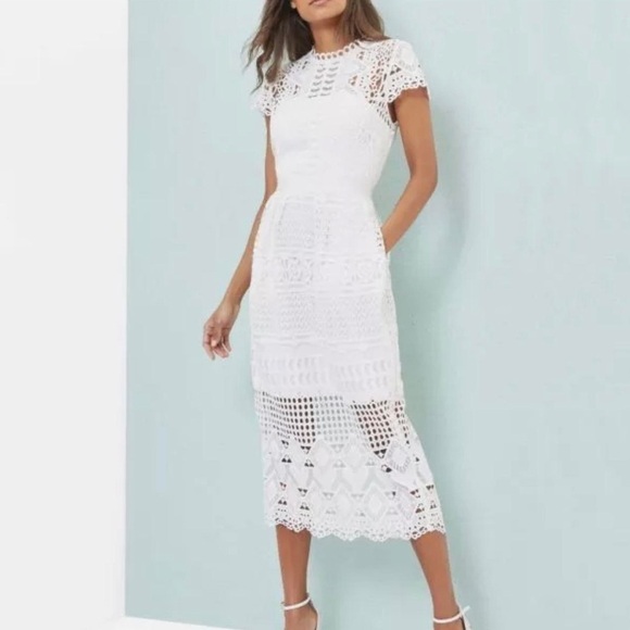 Ted Baker London Emelia Lace Eyelet Tulip Dress Women’s Size 2 in White - EUC! - Picture 12 of 16